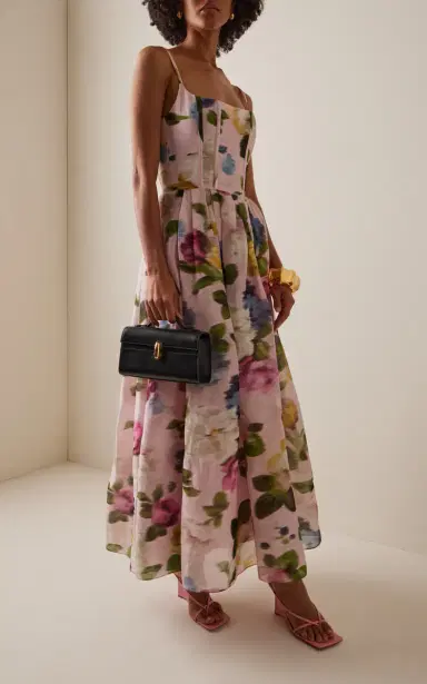 Carolina Herrera Garden Floral Linen-Silk Midi Dress | Thumbnail 2 Carolina Herrera Garden Floral Linen-Silk Midi Dress | Thumbnail 2