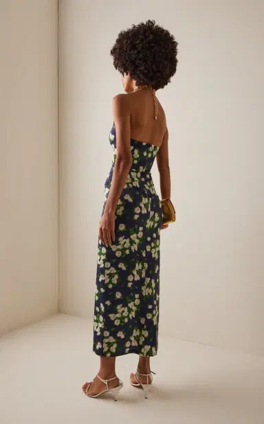 Carolina Herrera Painted Rose Jersey Halter Midi Dress | Thumbnail 4 Carolina Herrera Painted Rose Jersey Halter Midi Dress | Thumbnail 4