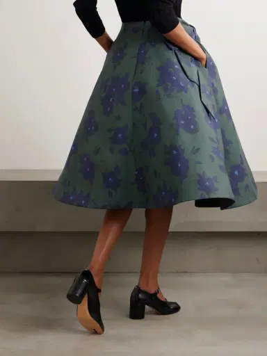 SHUSHU/TONG Asymmetric Bow-embellished Floral-print Cotton Midi Skirt | Thumbnail 3 SHUSHU/TONG Asymmetric Bow-embellished Floral-print Cotton Midi Skirt | Thumbnail 3