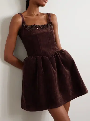 SHUSHU/TONG Embellished Velvet Mini Dress | Thumbnail 3 SHUSHU/TONG Embellished Velvet Mini Dress | Thumbnail 3