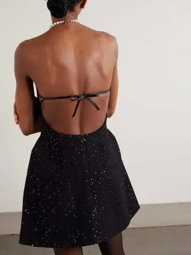 SHUSHU/TONG Strapless Bow-detailed Sequin-embellished Wool-blend Mini Dress | Thumbnail 3 SHUSHU/TONG Strapless Bow-detailed Sequin-embellished Wool-blend Mini Dress | Thumbnail 3