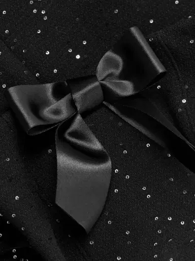 SHUSHU/TONG Strapless Bow-detailed Sequin-embellished Wool-blend Mini Dress | Thumbnail 4 SHUSHU/TONG Strapless Bow-detailed Sequin-embellished Wool-blend Mini Dress | Thumbnail 4