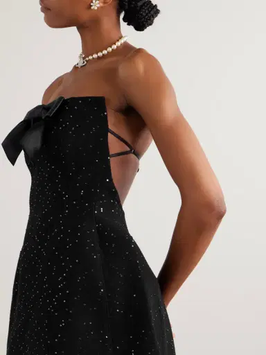 SHUSHU/TONG Strapless Bow-detailed Sequin-embellished Wool-blend Mini Dress | Thumbnail 5 SHUSHU/TONG Strapless Bow-detailed Sequin-embellished Wool-blend Mini Dress | Thumbnail 5