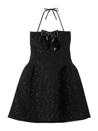 SHUSHU/TONG Strapless Bow-detailed Sequin-embellished Wool-blend Mini Dress | Thumbnail 1 SHUSHU/TONG Strapless Bow-detailed Sequin-embellished Wool-blend Mini Dress | Thumbnail 1