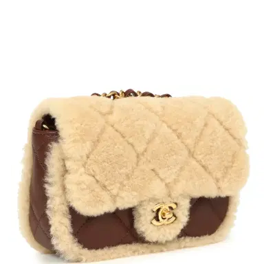 Chanel Chanel Mini Shearling Flap Bag Brown Lambskin Brushed Gold Hardware | Thumbnail 2 Chanel Chanel Mini Shearling Flap Bag Brown Lambskin Brushed Gold Hardware | Thumbnail 2