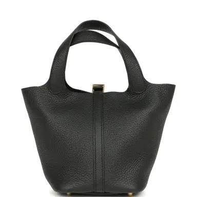 HERMÈS Hermes Picotin Lock 18 Black Clemence Gold Hardware | Thumbnail 5 HERMÈS Hermes Picotin Lock 18 Black Clemence Gold Hardware | Thumbnail 5