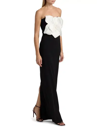 SACHIN & BABI Women's Marist Rosette Column Gown - Ivory Black - Size 14 | Thumbnail 2 SACHIN & BABI Women's Marist Rosette Column Gown - Ivory Black - Size 14 | Thumbnail 2