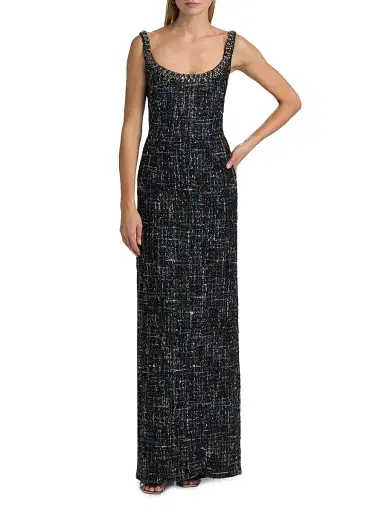 SACHIN BABI Women's Lana Embellished Tweed Column Gown - Obsidian Frost | Thumbnail 2 SACHIN BABI Women's Lana Embellished Tweed Column Gown - Obsidian Frost | Thumbnail 2