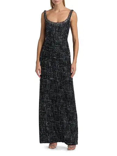 SACHIN BABI Women's Lana Embellished Tweed Column Gown - Obsidian Frost | Thumbnail 3 SACHIN BABI Women's Lana Embellished Tweed Column Gown - Obsidian Frost | Thumbnail 3