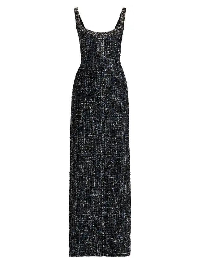 Women's Lana Embellished Tweed Column Gown - Obsidian Frost Women's Lana Embellished Tweed Column Gown - Obsidian Frost