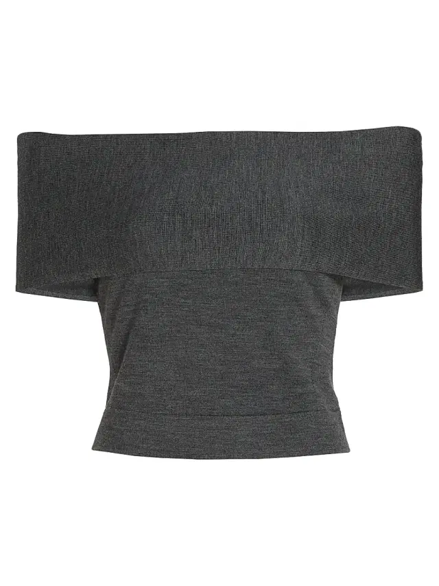 Women's Callahan Merino-Wool Off-Shoulder Top - Grey Melange Women's Callahan Merino-Wool Off-Shoulder Top - Grey Melange
