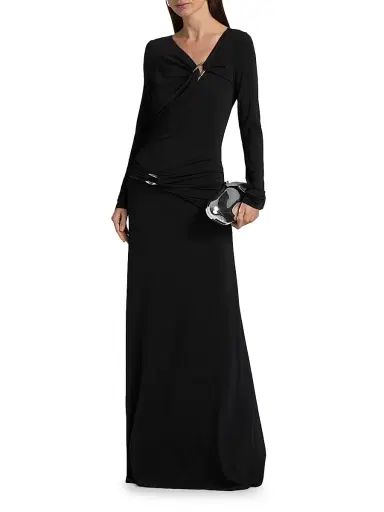 Veronica Beard Women's Viela Gathered Maxi Dress - Black | Thumbnail 3 Veronica Beard Women's Viela Gathered Maxi Dress - Black | Thumbnail 3