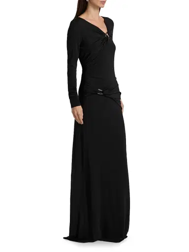 Veronica Beard Women's Viela Gathered Maxi Dress - Black | Thumbnail 4 Veronica Beard Women's Viela Gathered Maxi Dress - Black | Thumbnail 4