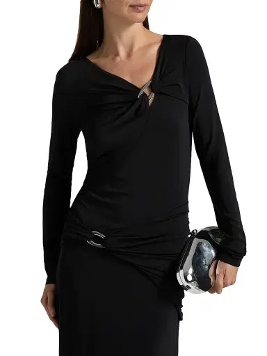 Veronica Beard Women's Viela Gathered Maxi Dress - Black | Thumbnail 6 Veronica Beard Women's Viela Gathered Maxi Dress - Black | Thumbnail 6
