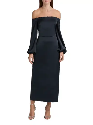 Ramy Brook Women's Shiyan Off-The-Shoulder Midi-Dress - Navy | Thumbnail 3 Ramy Brook Women's Shiyan Off-The-Shoulder Midi-Dress - Navy | Thumbnail 3