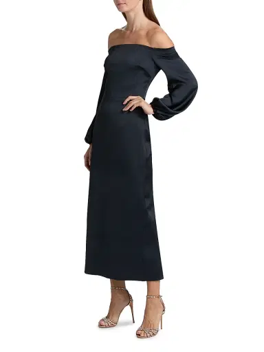 Ramy Brook Women's Shiyan Off-The-Shoulder Midi-Dress - Navy | Thumbnail 4 Ramy Brook Women's Shiyan Off-The-Shoulder Midi-Dress - Navy | Thumbnail 4