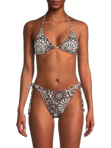 Ramy Brook Women's Adley Floral Halterneck Bikini Top - Beach Brown Combo | Thumbnail 3 Ramy Brook Women's Adley Floral Halterneck Bikini Top - Beach Brown Combo | Thumbnail 3