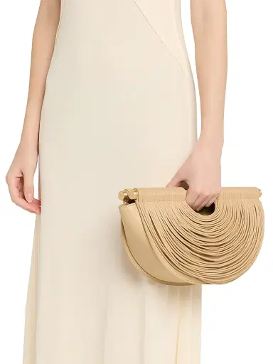 Cult Gaia Women's Lou Draped Leather Clutch - Beige | Thumbnail 2 Cult Gaia Women's Lou Draped Leather Clutch - Beige | Thumbnail 2