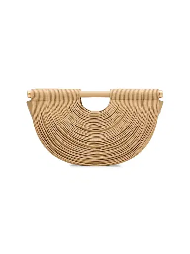 Cult Gaia Women's Lou Draped Leather Clutch - Beige | Thumbnail 1 Cult Gaia Women's Lou Draped Leather Clutch - Beige | Thumbnail 1