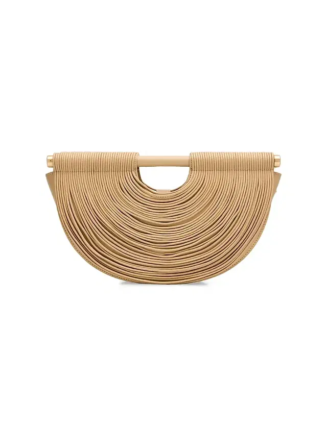 Women's Lou Draped Leather Clutch - Beige Women's Lou Draped Leather Clutch - Beige