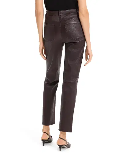Theory Women's Glossed Leather Mid-Rise Pants - Plum Brown | Thumbnail 5 Theory Women's Glossed Leather Mid-Rise Pants - Plum Brown | Thumbnail 5