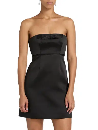 Milly Women's Robin Duchess Satin Strapless Minidress - Black | Thumbnail 3 Milly Women's Robin Duchess Satin Strapless Minidress - Black | Thumbnail 3