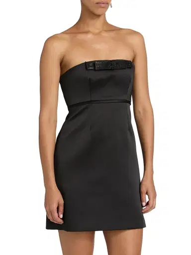 Milly Women's Robin Duchess Satin Strapless Minidress - Black | Thumbnail 4 Milly Women's Robin Duchess Satin Strapless Minidress - Black | Thumbnail 4