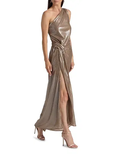 Milly Women's Porsha One-Shoulder Sequined Maxi Dress - Stone | Thumbnail 2 Milly Women's Porsha One-Shoulder Sequined Maxi Dress - Stone | Thumbnail 2