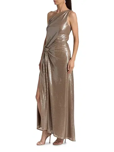 Milly Women's Porsha One-Shoulder Sequined Maxi Dress - Stone | Thumbnail 4 Milly Women's Porsha One-Shoulder Sequined Maxi Dress - Stone | Thumbnail 4