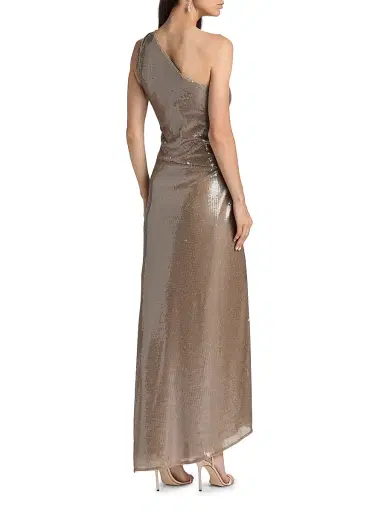Milly Women's Porsha One-Shoulder Sequined Maxi Dress - Stone | Thumbnail 5 Milly Women's Porsha One-Shoulder Sequined Maxi Dress - Stone | Thumbnail 5
