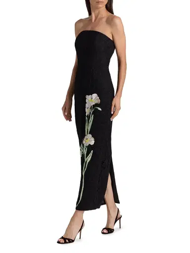 Milly Women's Dolores Floral-Embroidered Strapless Maxi Dress | Thumbnail 2 Milly Women's Dolores Floral-Embroidered Strapless Maxi Dress | Thumbnail 2
