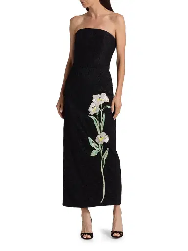 Milly Women's Dolores Floral-Embroidered Strapless Maxi Dress | Thumbnail 3 Milly Women's Dolores Floral-Embroidered Strapless Maxi Dress | Thumbnail 3
