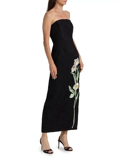 Milly Women's Dolores Floral-Embroidered Strapless Maxi Dress | Thumbnail 4 Milly Women's Dolores Floral-Embroidered Strapless Maxi Dress | Thumbnail 4