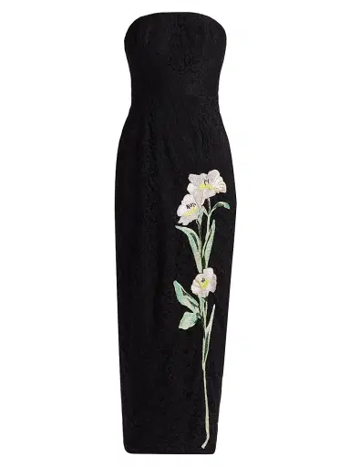 Milly Women's Dolores Floral-Embroidered Strapless Maxi Dress | Thumbnail 1 Milly Women's Dolores Floral-Embroidered Strapless Maxi Dress | Thumbnail 1
