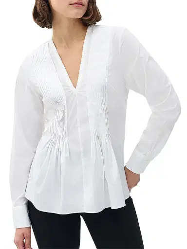 rag & bone Women's Asher Cotton Pintuck Top - White | Thumbnail 3 rag & bone Women's Asher Cotton Pintuck Top - White | Thumbnail 3