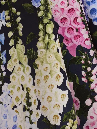 Oscar de la Renta Women's Foxgloves-Print Degradé Faille Sleeveless Cocktail Dress - Navy Multi | Thumbnail 7 Oscar de la Renta Women's Foxgloves-Print Degradé Faille Sleeveless Cocktail Dress - Navy Multi | Thumbnail 7