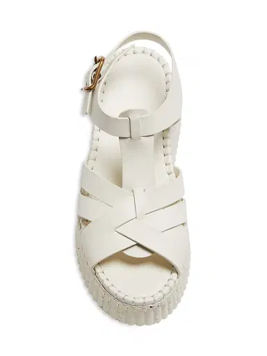 Chloé Women's Nama 80MM Leather Platform Sandals - Eggshell | Thumbnail 5 Chloé Women's Nama 80MM Leather Platform Sandals - Eggshell | Thumbnail 5