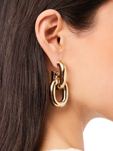 Rabanne Women's Extra-Large Double-Link Goldtone Earrings - Gold | Thumbnail 2 Rabanne Women's Extra-Large Double-Link Goldtone Earrings - Gold | Thumbnail 2