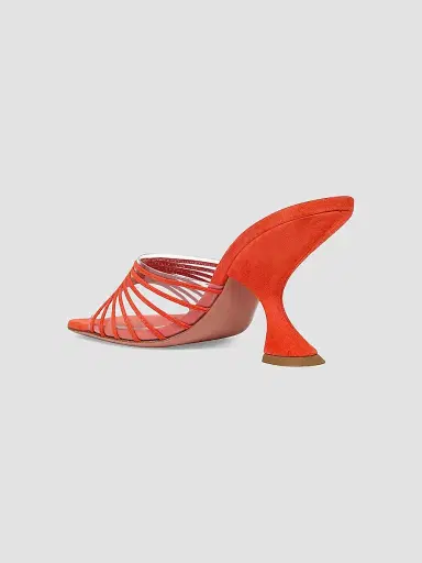 Amina Muaddi Women's Mookie 90MM Suede & PVC Sandals - Orange | Thumbnail 2 Amina Muaddi Women's Mookie 90MM Suede & PVC Sandals - Orange | Thumbnail 2