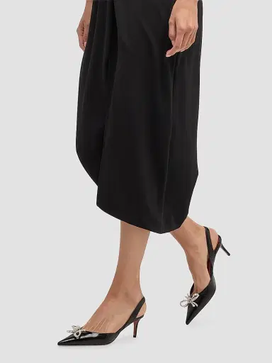 Amina Muaddi Women's Rosie Crystal 60MM Bow Leather Slingback Pumps - Black - Size 10.5 | Thumbnail 2 Amina Muaddi Women's Rosie Crystal 60MM Bow Leather Slingback Pumps - Black - Size 10.5 | Thumbnail 2