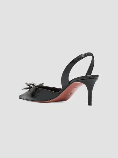 Amina Muaddi Women's Rosie Crystal 60MM Bow Leather Slingback Pumps - Black - Size 10.5 | Thumbnail 4 Amina Muaddi Women's Rosie Crystal 60MM Bow Leather Slingback Pumps - Black - Size 10.5 | Thumbnail 4