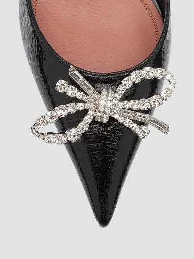 Amina Muaddi Women's Rosie Crystal 60MM Bow Leather Slingback Pumps - Black - Size 10.5 | Thumbnail 5 Amina Muaddi Women's Rosie Crystal 60MM Bow Leather Slingback Pumps - Black - Size 10.5 | Thumbnail 5