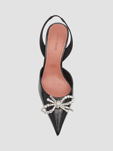 Amina Muaddi Women's Rosie Crystal 60MM Bow Leather Slingback Pumps - Black - Size 10.5 | Thumbnail 6 Amina Muaddi Women's Rosie Crystal 60MM Bow Leather Slingback Pumps - Black - Size 10.5 | Thumbnail 6