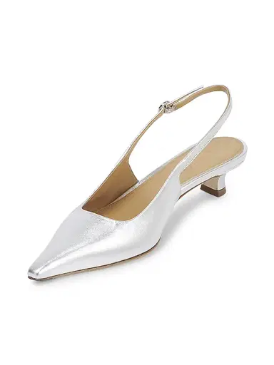 aeyde Women's Catrina Leather 35MM Kitten-Heel Slingback Pumps - Silver | Thumbnail 8 aeyde Women's Catrina Leather 35MM Kitten-Heel Slingback Pumps - Silver | Thumbnail 8