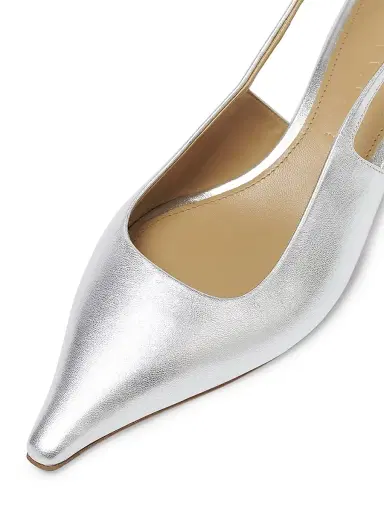 aeyde Women's Catrina Leather 35MM Kitten-Heel Slingback Pumps - Silver | Thumbnail 9 aeyde Women's Catrina Leather 35MM Kitten-Heel Slingback Pumps - Silver | Thumbnail 9