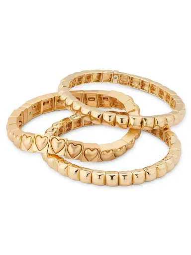 Roxanne Assoulin Women's The Puffy Heart Stud 3-Piece Goldtone Bracelet Set - Gold | Thumbnail 3 Roxanne Assoulin Women's The Puffy Heart Stud 3-Piece Goldtone Bracelet Set - Gold | Thumbnail 3