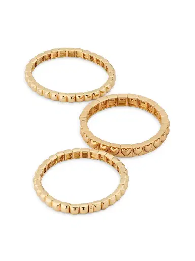 Roxanne Assoulin Women's The Puffy Heart Stud 3-Piece Goldtone Bracelet Set - Gold | Thumbnail 4 Roxanne Assoulin Women's The Puffy Heart Stud 3-Piece Goldtone Bracelet Set - Gold | Thumbnail 4
