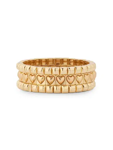 Roxanne Assoulin Women's The Puffy Heart Stud 3-Piece Goldtone Bracelet Set - Gold | Thumbnail 1 Roxanne Assoulin Women's The Puffy Heart Stud 3-Piece Goldtone Bracelet Set - Gold | Thumbnail 1