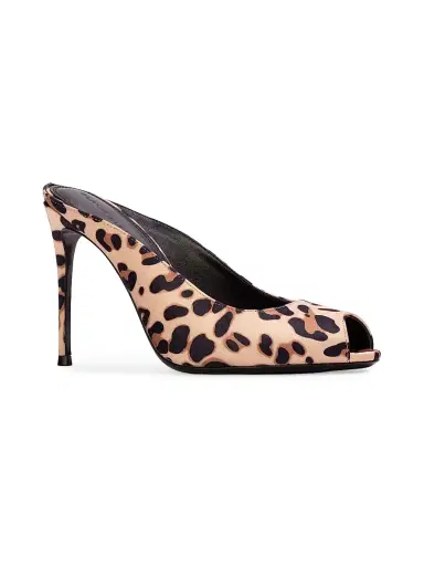 Black Suede Studio Women's Shania 100MM Cheetah Mule Heels - Cheetah Satin | Thumbnail 3 Black Suede Studio Women's Shania 100MM Cheetah Mule Heels - Cheetah Satin | Thumbnail 3