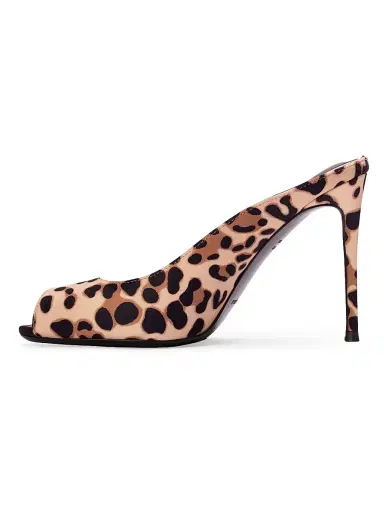 Black Suede Studio Women's Shania 100MM Cheetah Mule Heels - Cheetah Satin | Thumbnail 5 Black Suede Studio Women's Shania 100MM Cheetah Mule Heels - Cheetah Satin | Thumbnail 5